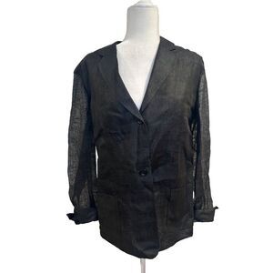 Gabrielle Strehle 100% Silk Black Blazer Women's Size 14
